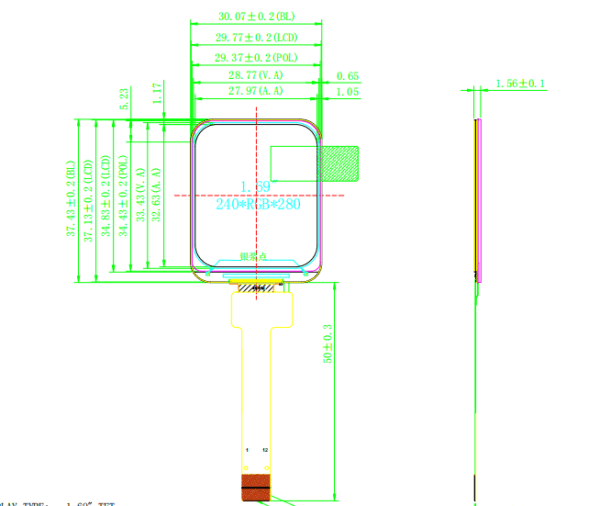 1.69inch IPS TFT LCD Display 240*280 SPI 4line Interface Industrial Router LCD Screen - Image 4