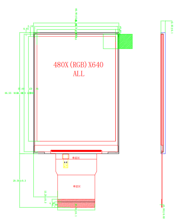 2.83inch 480*640 IPS LCD Display RGB MIPI 40Pin GC9503V TFT LCD Screen Medical Device Module - Image 3